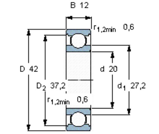 Afbeeldingen van Lager 6004 SKF C3 2RSH