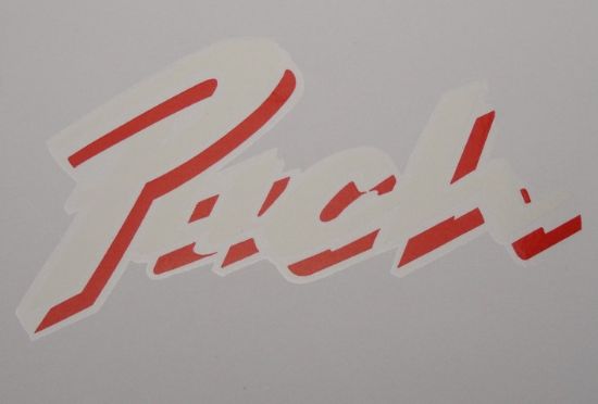 Afbeeldingen van Transfer Puch woord wit/rood 10cm p/st.